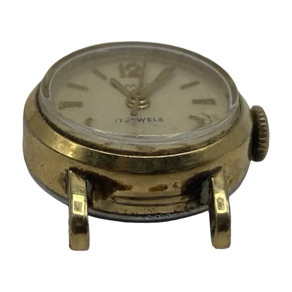 Vintage Timex Ladies Mechanical 17 Jewels Gold Tone Watch Running